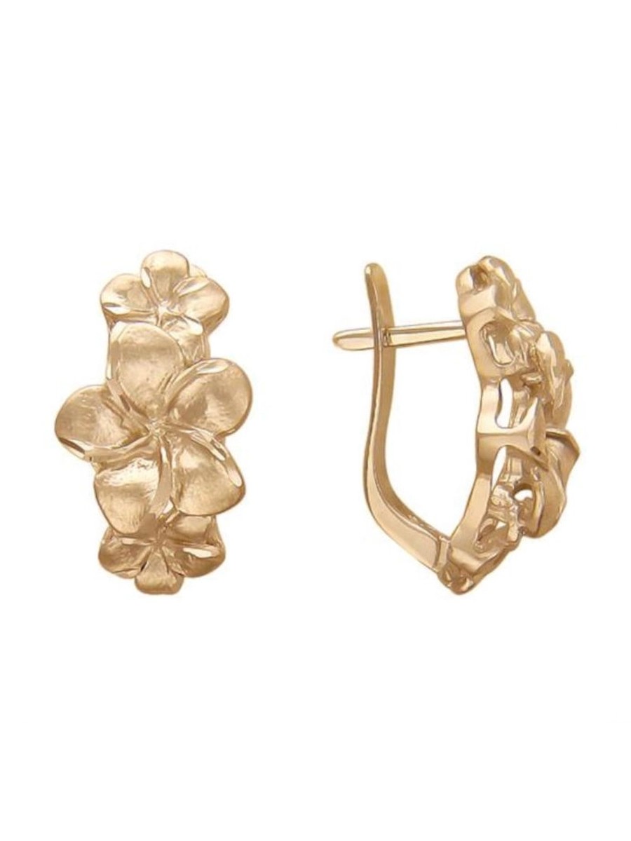 Серьги Цветы из красного золота 585 пробы без вставок 01С712081