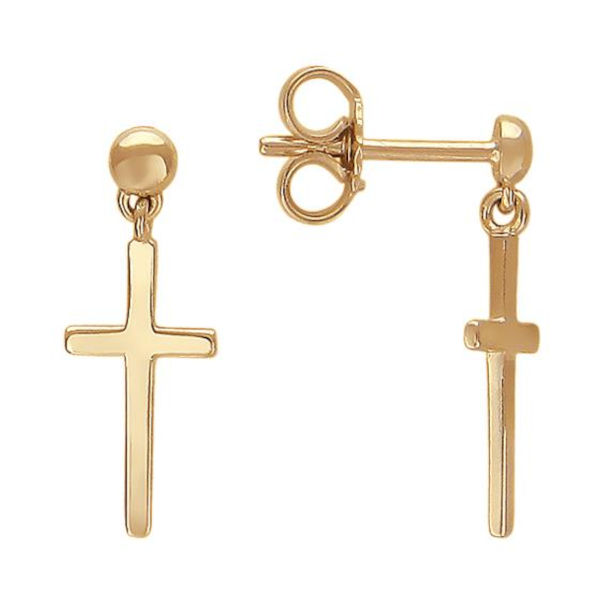 Серьги "Крест" из красного золота 375 пробы без вставок 01С016487S
