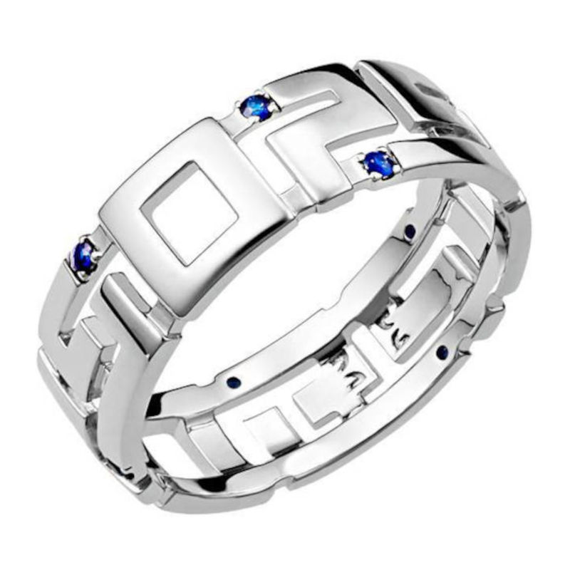 Кольцо из белого золота 585 пробы с сапфирами 01К526503-1