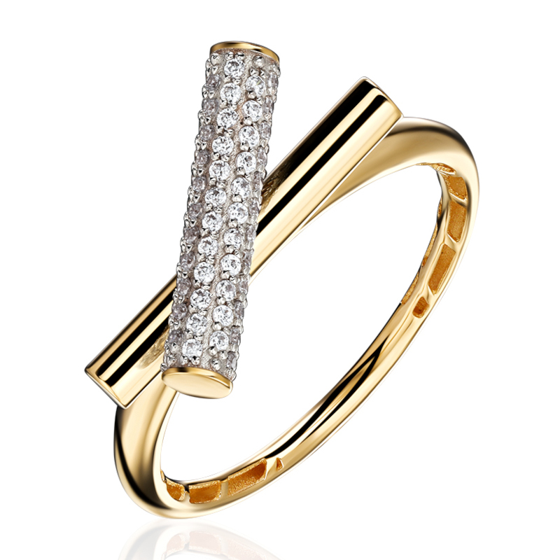 Кольцо из желтого золота 585 пробы с фианитами 01К1316752Р