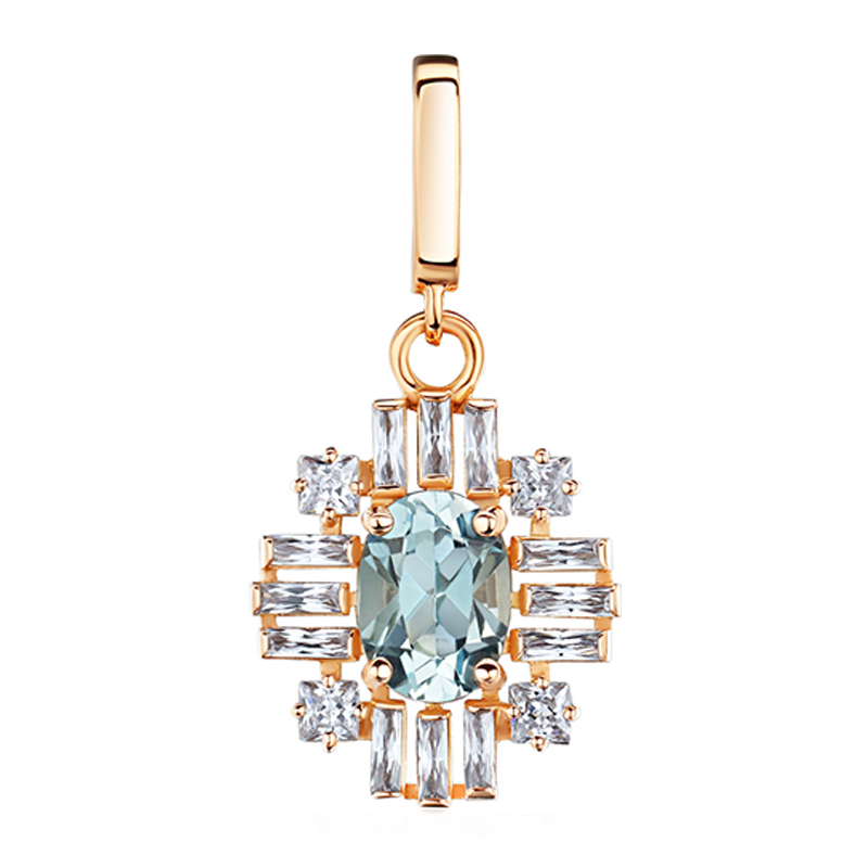 Подвеска из красного золота 585 пробы с топазом и фианитами 01П3115420-2