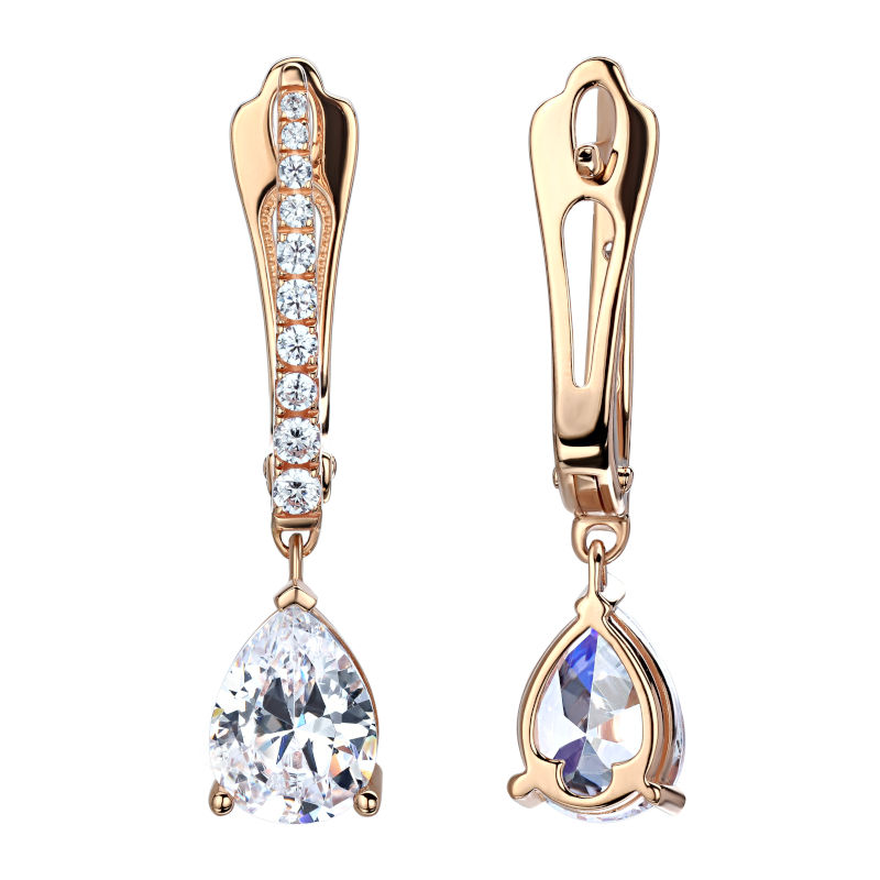 Серьги из красного золота 585 пробы с фианитами 01С1115012