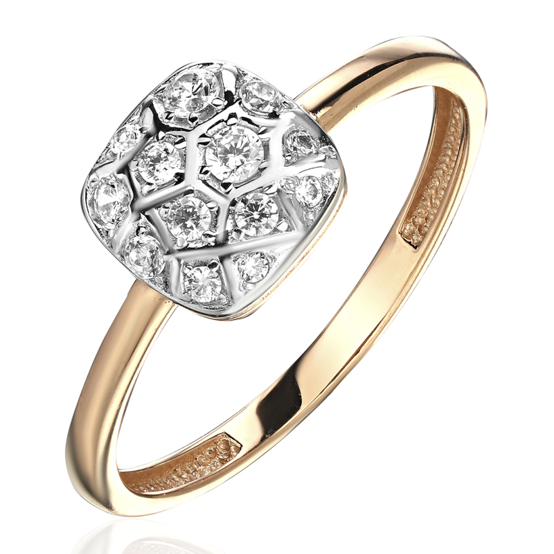 Кольцо из красного золота 585 с фианитами 01К1115078