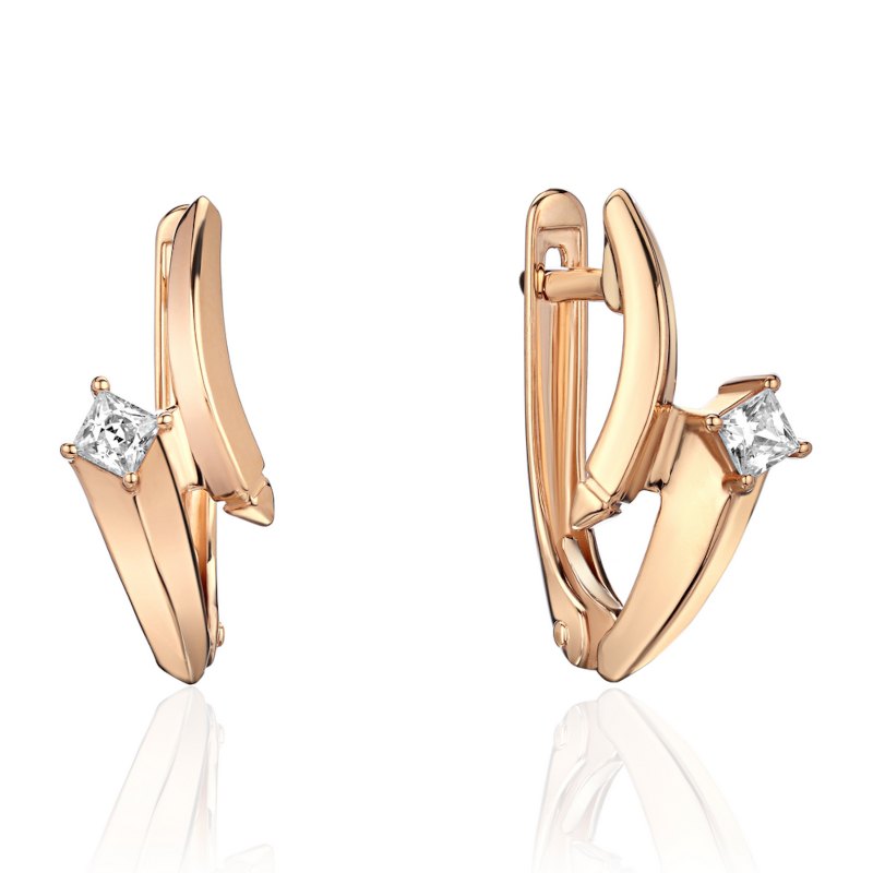 Серьги из красного золота 585 пробы с фианитами 01С1115228