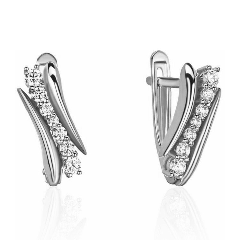 Серьги из платины 585 пробы с фианитами 01С1916818-585