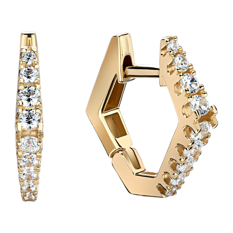 Серьги из желтого золота 585 пробы с фианитами 01С1313733