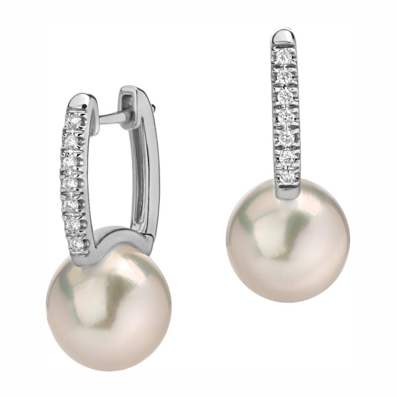Серьги из белого золота 750 пробы с жемчугом и бриллиантами 01С6713252-1 Серьги из белого золота 750 пробы с жемчугом и бриллиантами 01С6713252-1