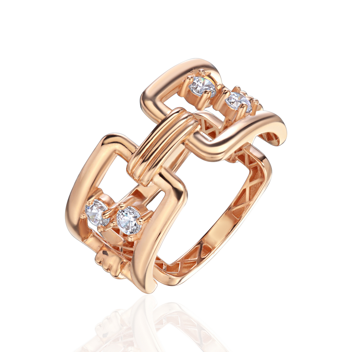 Кольцо из красного золота 585 пробы с фианитами 01К1115687