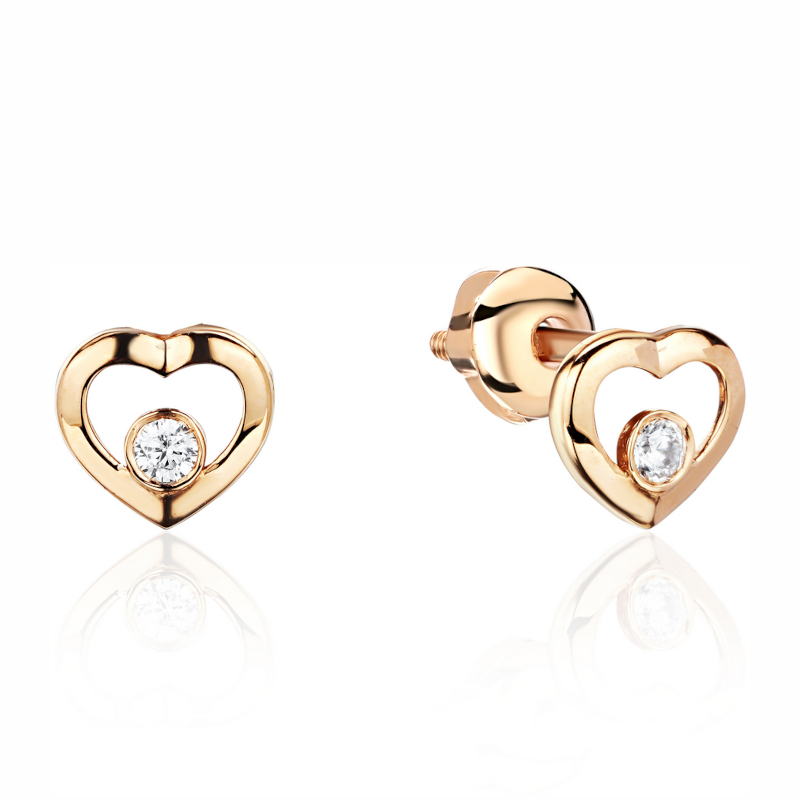 Серьги из красного золота 585 пробы с фианитами 01С1116199