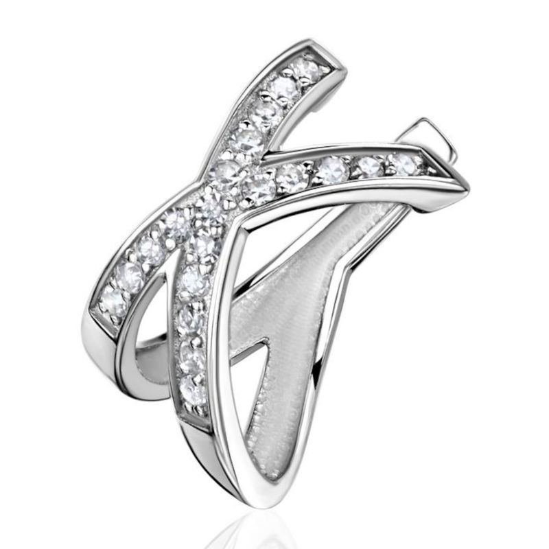 Серьга Одиночная кафф из платины 585 пробы с бриллиантами 01С6916921-17-585