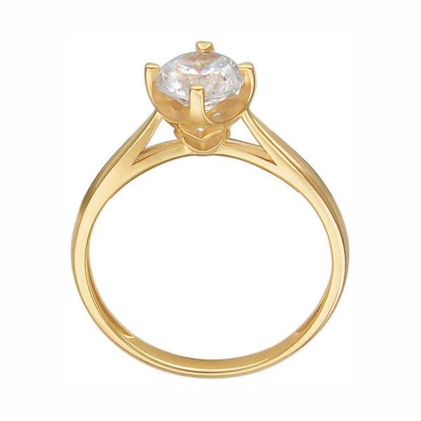 Кольцо из желтого золота 585 пробы с фианитом 01К139398