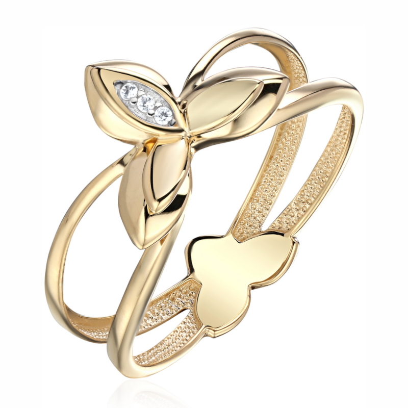 Кольцо из желтого золота 585 пробы с фианитами 01К1316094