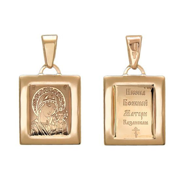 Нательная икона Божья Матерь Казанская из красного золота 375 пробы без вставок 01П711531S Нательная икона Божья Матерь Казанская из красного золота 375 пробы без вставок 01П711531S