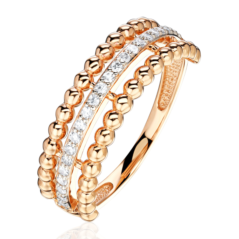 Кольцо из красного золота 585 пробы с бриллиантами 01К6115837Р-17