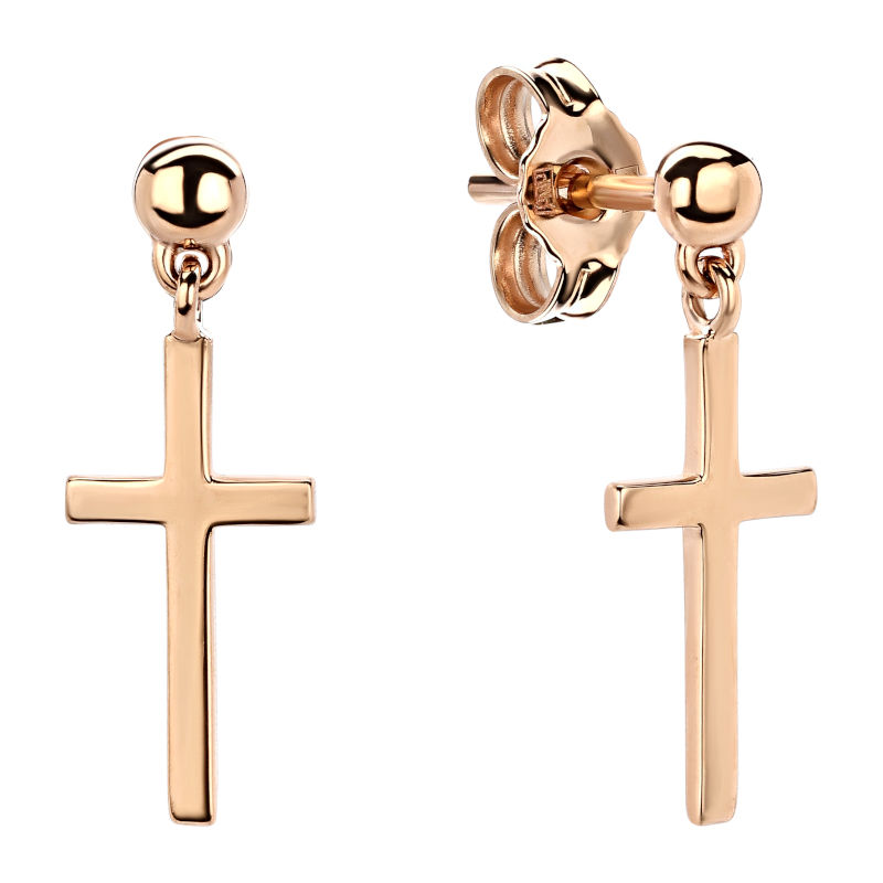 Серьга одиночная из красного золота 585 пробы без вставок 01С016637