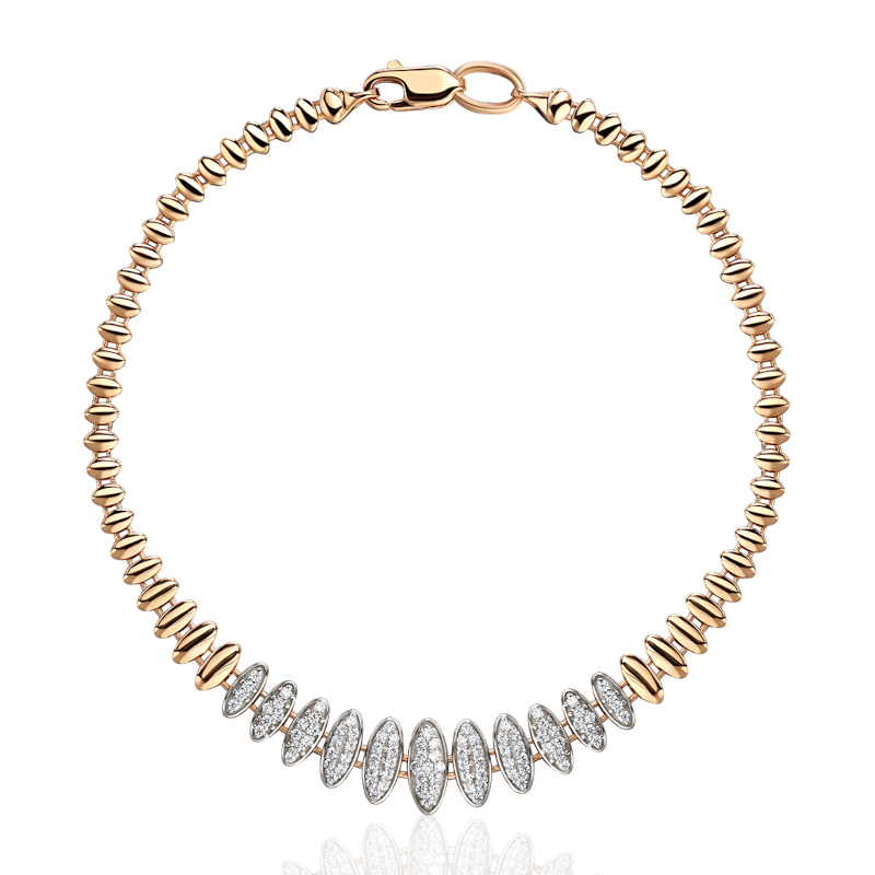 Браслет из красного золота 585 пробы с фианитами 01Б113506Р