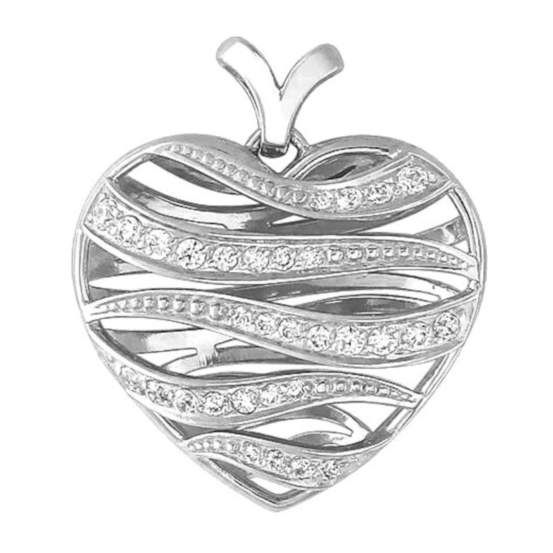 Подвеска "Сердце" из серебра 925 пробы с фианитами 01П151615