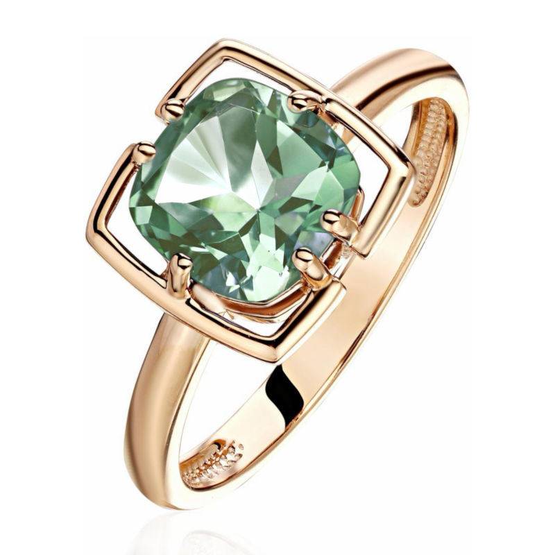 Кольцо из красного золота 585 пробы с празиолитом 01К3116559-5