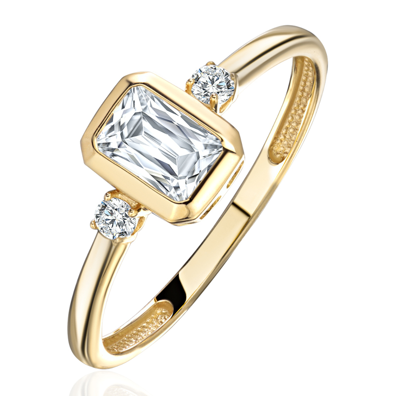 Кольцо из желтого золота 585 пробы с фианитами 01К1316872Р