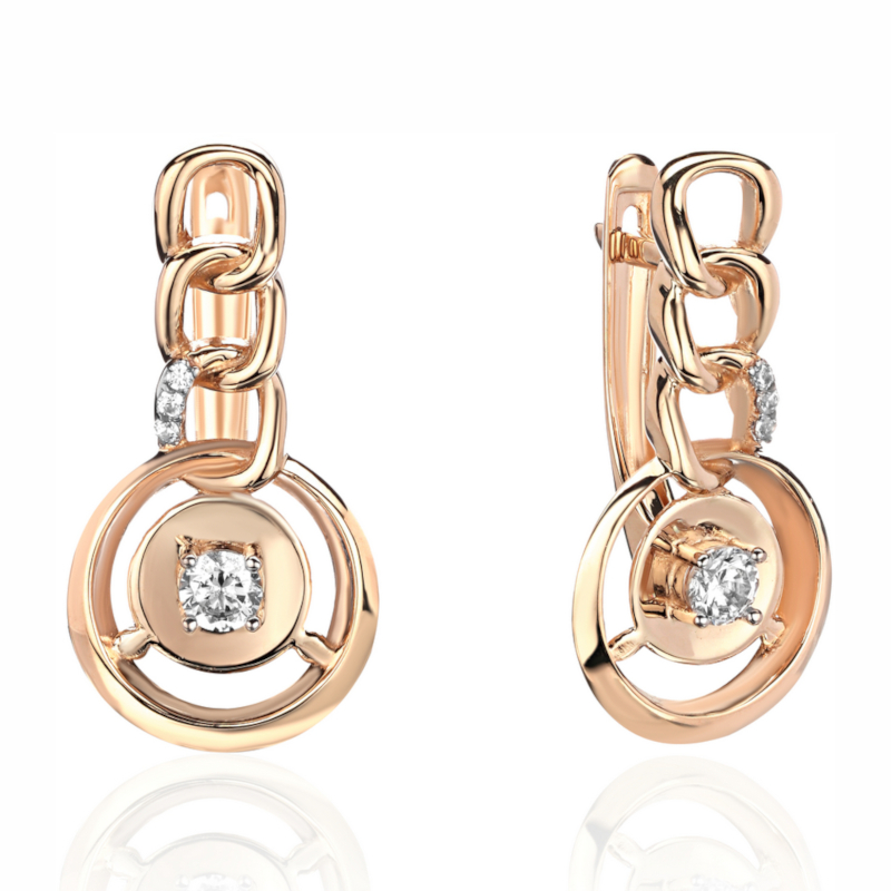 Серьги из красного золота 585 пробы с фианитами 01С1116072Р