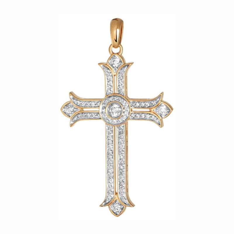 Подвеска из красного золота 585 пробы с бриллиантами 01Р611084