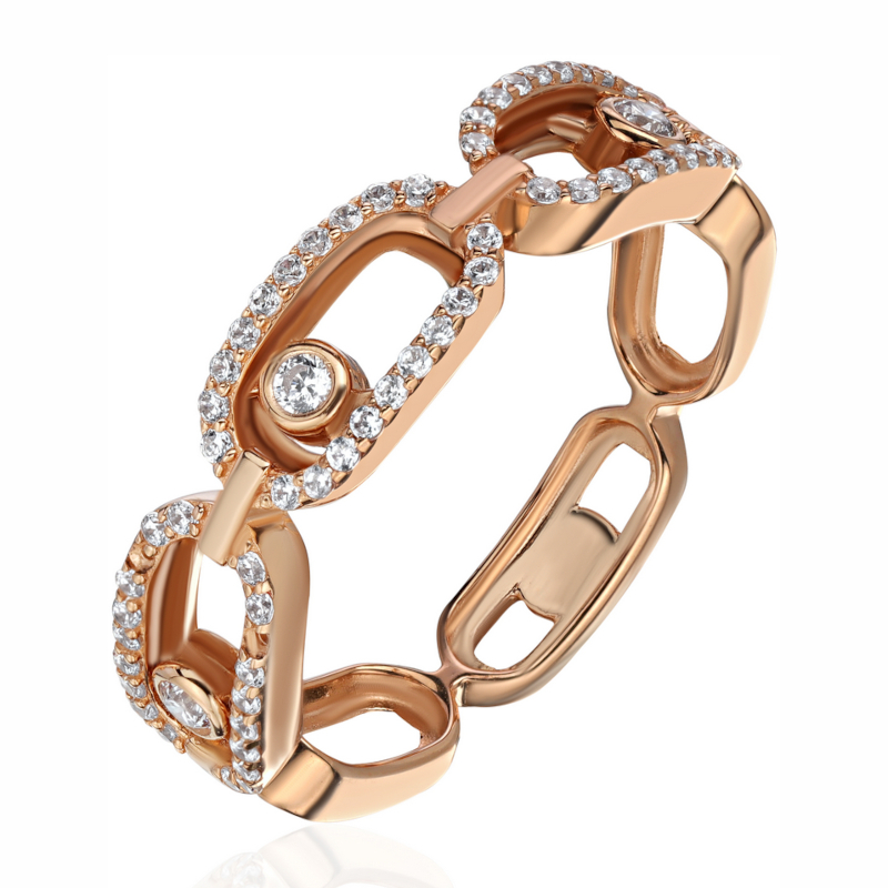 Кольцо из красного золота 585 пробы с фианитами 01К1115438