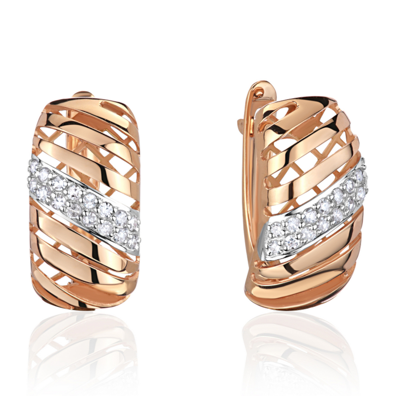 Серьги из красного золота 585 пробы с бриллиантами 01С6117115Р-17