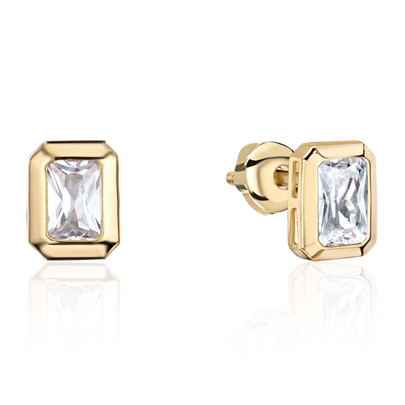 Серьги из желтого золота 585 пробы с фианитами 01С1315779