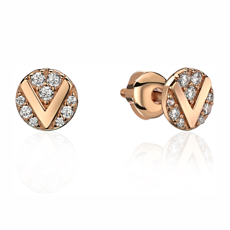 Серьги из красного золота 585 пробы с фианитами 01С1115619