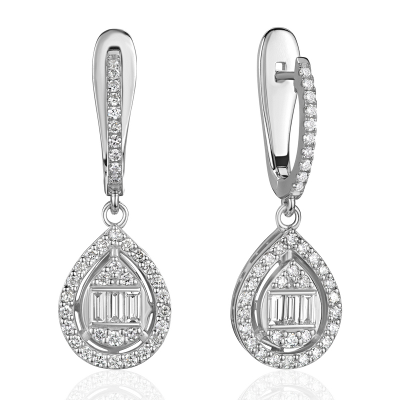 Серьги из белого золота 585 пробы с бриллиантами 01С6216617