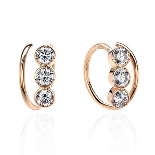 Серьги каффы без прокола из красного золота 375 с фианитами 01С1112591S