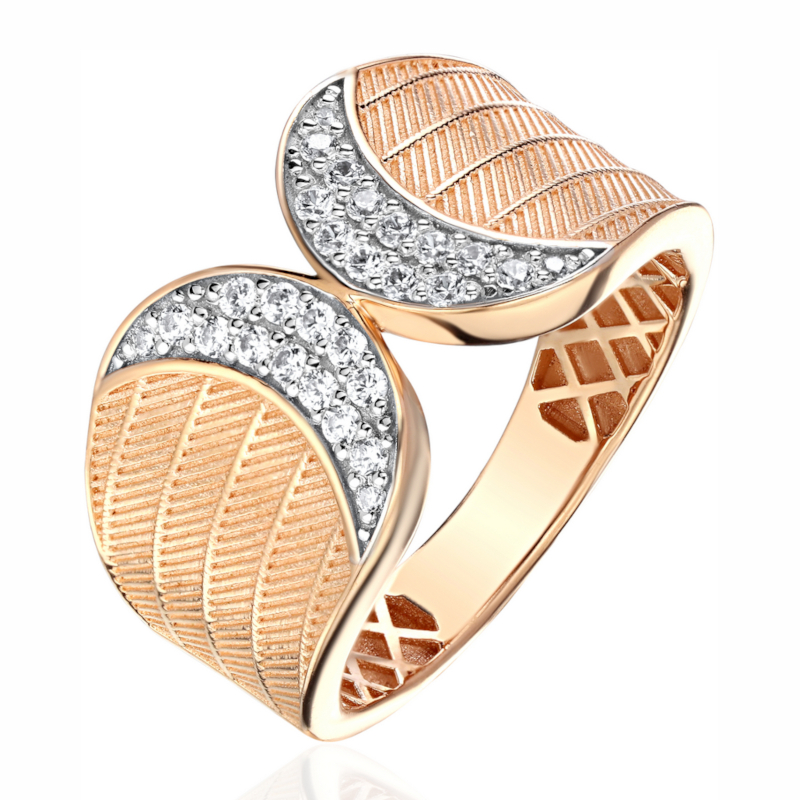 Кольцо из красного золота 585 пробы с фианитами 01К1116152Р