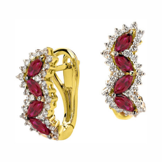 Серьги из желтого золота 585 пробы с рубинами и бриллиантами 01С6314317-1