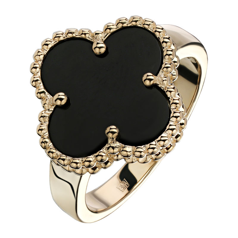 Кольцо из желтого золота 585 пробы с агатом 01К4315270-1