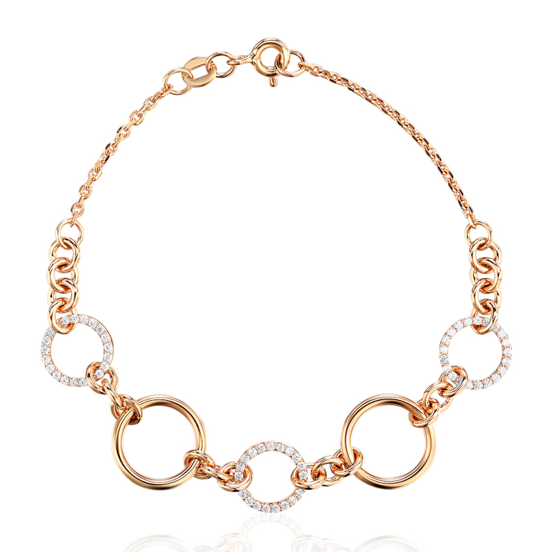 Браслет из красного золота 585 пробы с фианитами 01Б113472