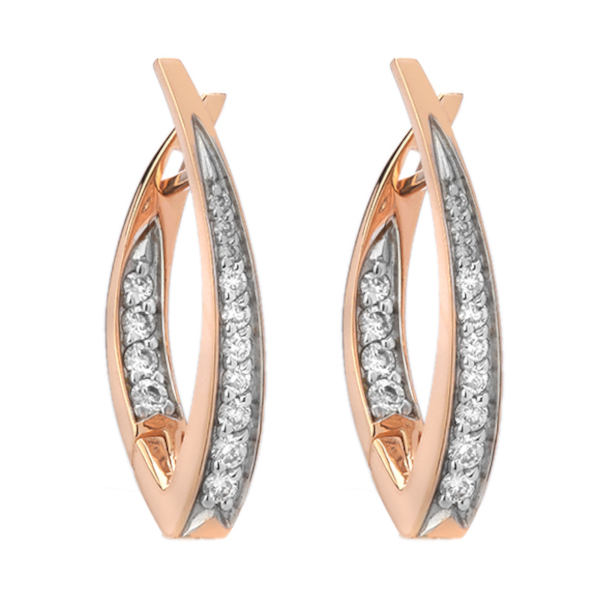 Серьги из красного золота 585 пробы с бриллиантами 01С612211