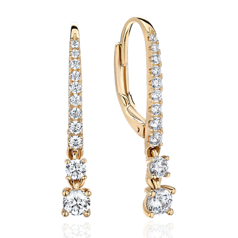 Серьги из желтого золота 585 пробы с фианитами 01С1314873