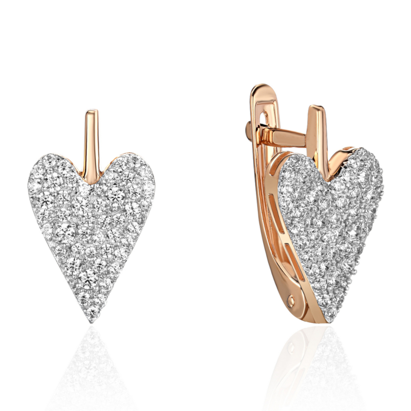 Серьги из красного золота 585 пробы с фианитами 01С1115496Р
