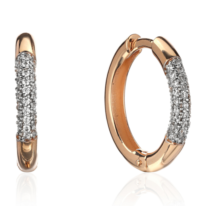 Серьги из красного золота 585 пробы с фианитами 01С1114903Р