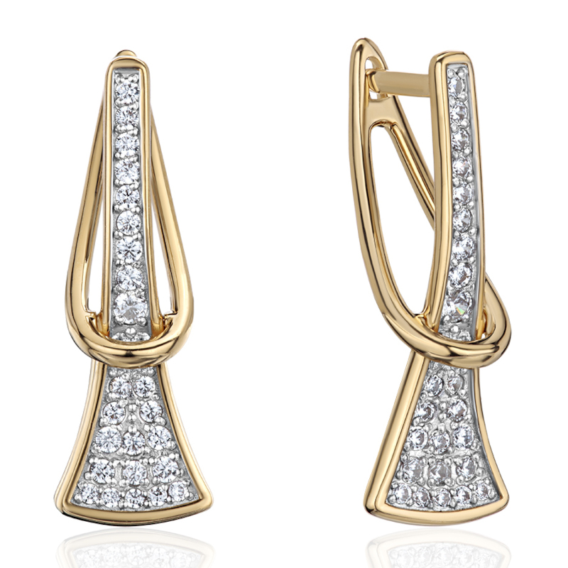 Серьги из желтого золота 585 пробы с фианитами 01С1317023Р