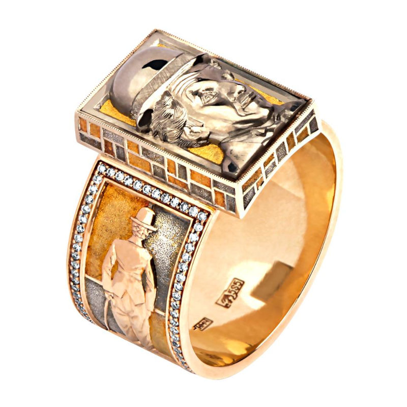 Кольцо из комбинированного золота 585 пробы с бриллиантами 01Т666226ЖL