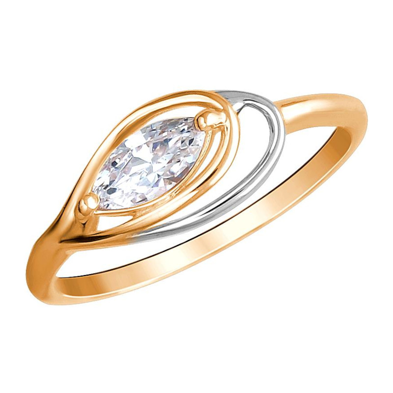 Кольцо из красного золота 585 пробы с фианитом 01К1113870Р