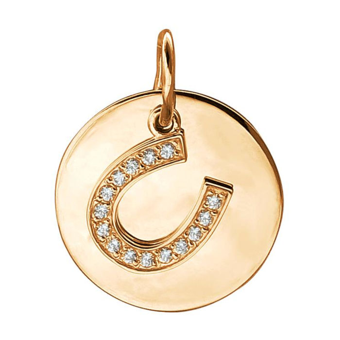 Подвеска "Подкова" из красного золота 375 пробы с фианитами 01П113644S