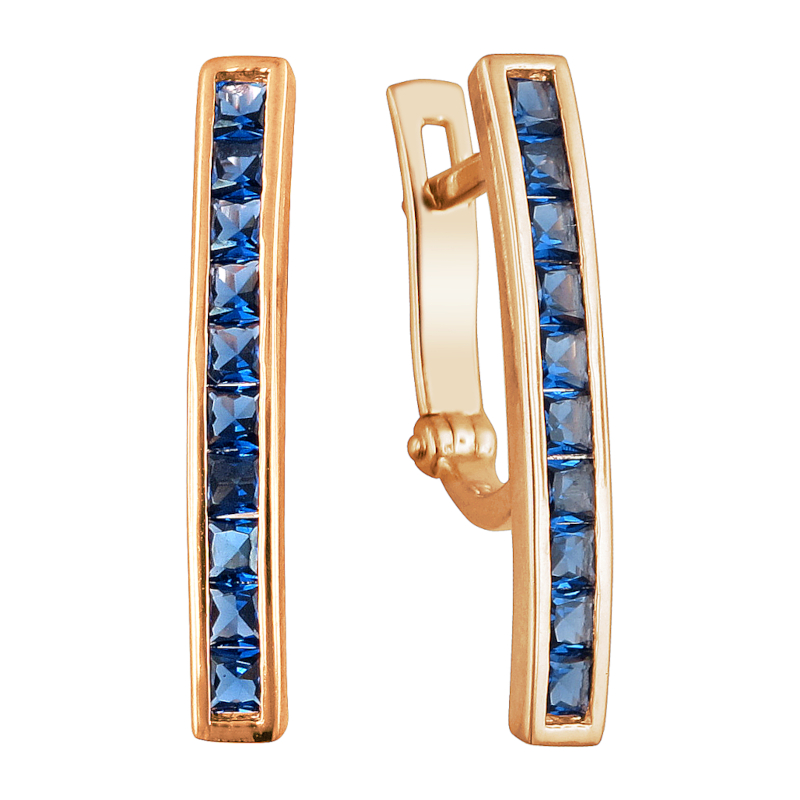 Серьги из красного золота 585 пробы с наносапфирами 01С2111653-2