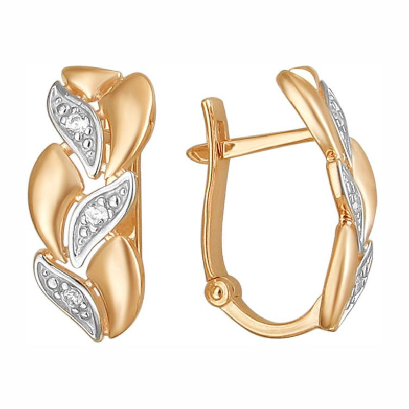 Серьги из красного золота 585 пробы с фианитами 01С1110509