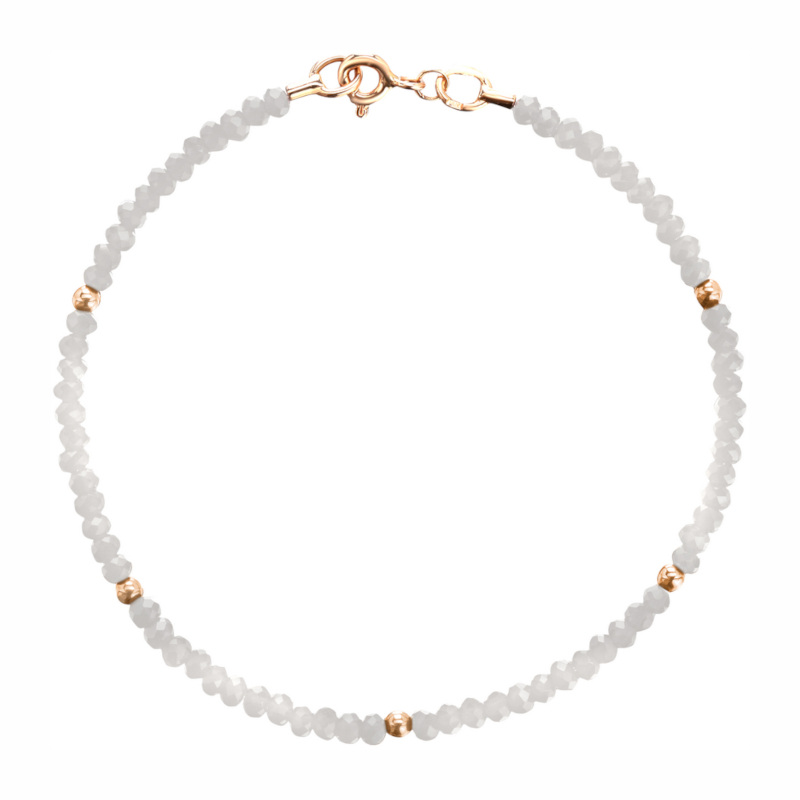 Браслет из красного золота 585 пробы с розовым хрусталем 01Б213261-3