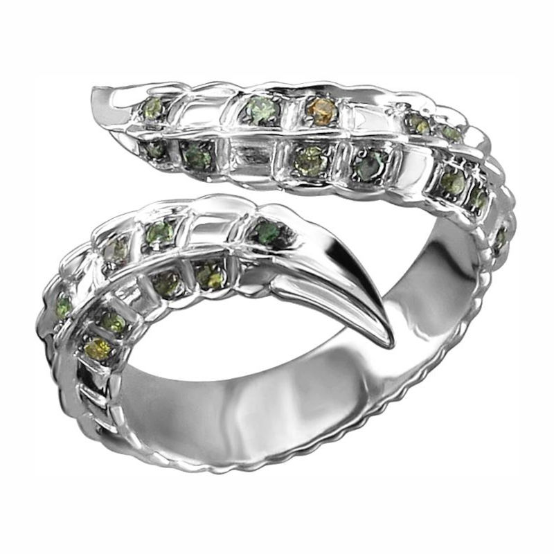 Кольцо из белого золота 585 пробы с турмалинами и бриллиантами 01К6213334-1