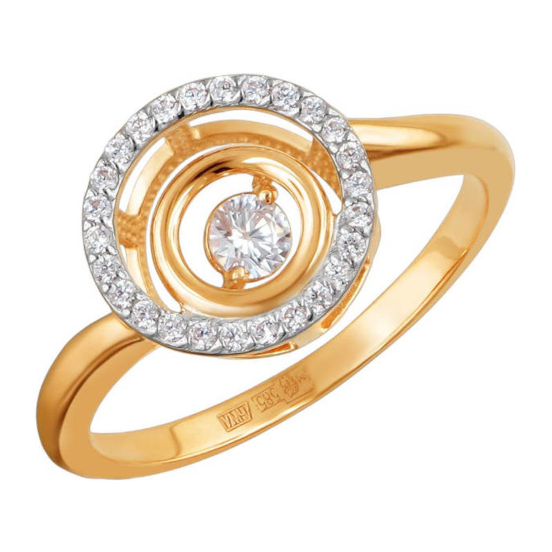 Кольцо из красного золота 585 пробы с фианитами 01К1111863Р