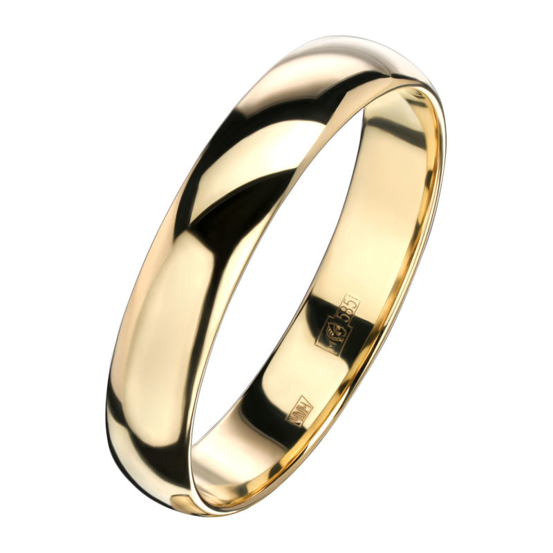 Обручальное кольцо из желтого золота 585 пробы 01О030376