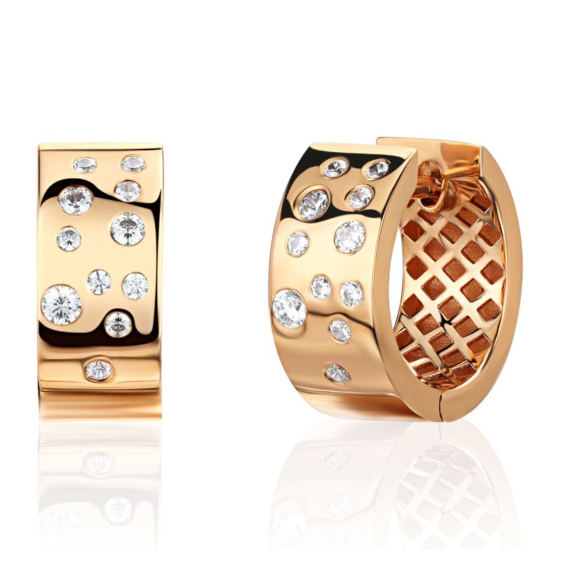 Серьги из красного золота 585 с фианитами 01С1115658